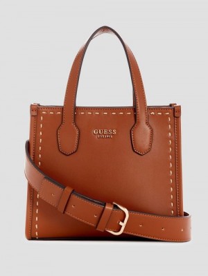 Guess Silvana Stitched Mini Tote Maro | GUESS-SN29349