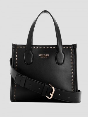 Guess Silvana Stitched Mini Tote Negrii | GUESS-SN29400