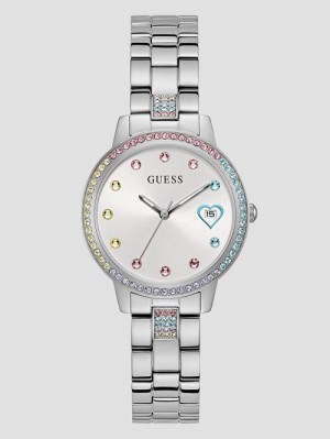 Guess Silver-Tone Analog Watch Argintii | GUESS-SN30035