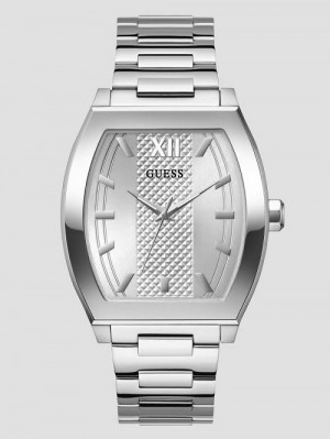 Guess Silver-Tone Barrel Analog Watch Argintii | GUESS-SN31665