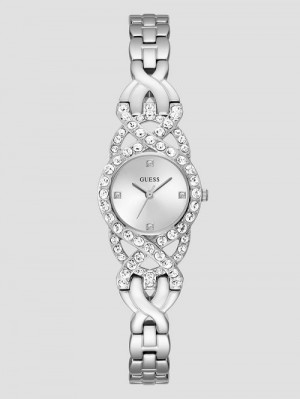 Guess Silver-Tone Crystal Analog Watch Argintii | GUESS-SN30019