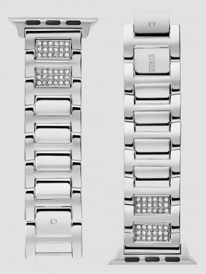 Guess Silver-Tone Rhinestone 38-40 mm Band for Apple Watch® Argintii | GUESS-SN29998