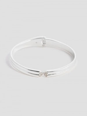 Guess Silver-Tone Rhinestone Bangle Argintii | GUESS-SN30338