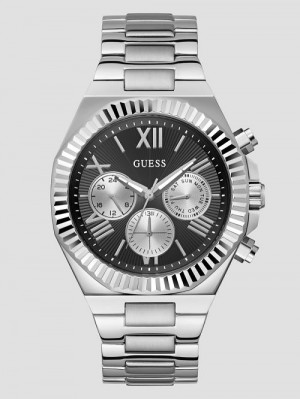 Guess Silver-Tone and Black Multifunction Watch Argintii | GUESS-SN31674