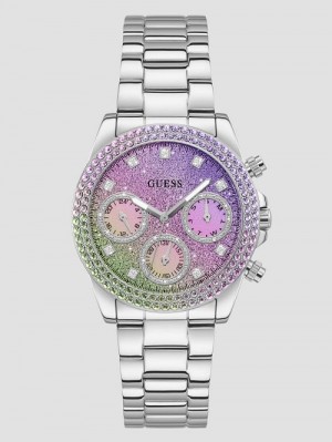 Guess Silver-Tone and Ombre Multifunction Watch Argintii | GUESS-SN29970