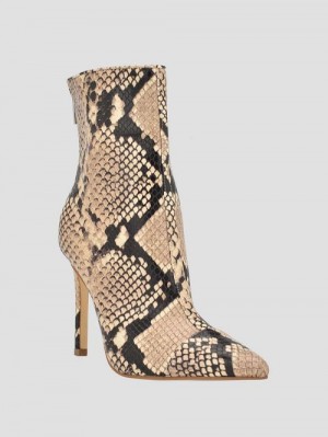 Guess Simone Zip-Up Heel Booties Bej | GUESS-SN29917