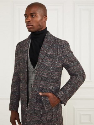 Guess Single Breasted Wool-Blend Coat Negrii Albi | GUESS-SN30760