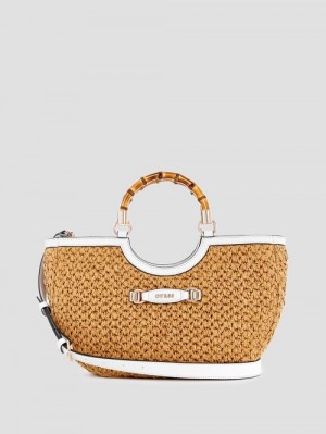 Guess Siria Straw Girlfriend Satchel Albi | GUESS-SN29286