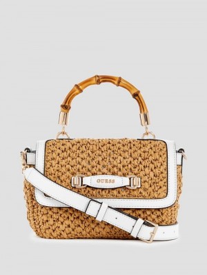 Guess Siria Straw Top Handle Bag Albi | GUESS-SN28937