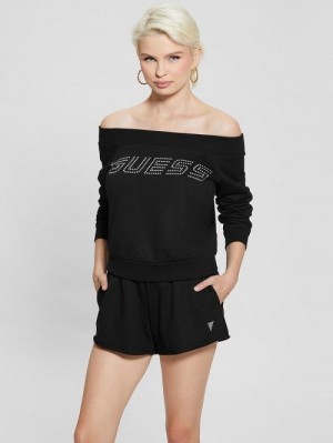 Guess Skylar Off-the-Shoulder Sweatshirt Negrii | GUESS-SN27144