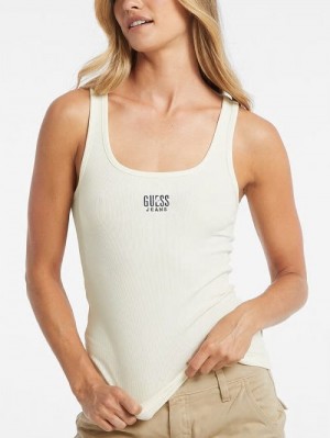 Guess Slim Embroidered Logo Tank Albi | GUESS-SN27425