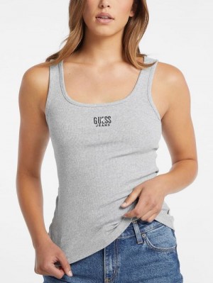Guess Slim Embroidered Logo Tank Gri | GUESS-SN27318
