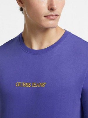 Guess Slim Embroidered Logo Tee Albastri | GUESS-SN30488