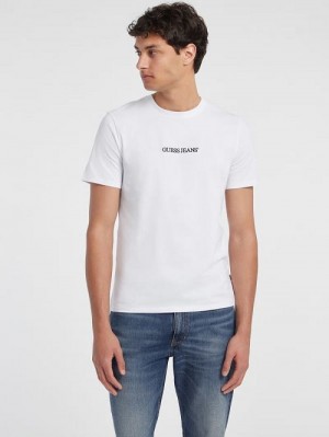 Guess Slim Embroidered Logo Tee Albi | GUESS-SN30599