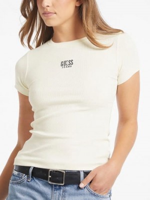 Guess Slim Embroidered Logo Tee Albi | GUESS-SN27432