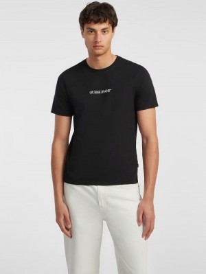 Guess Slim Embroidered Logo Tee Negrii | GUESS-SN30643