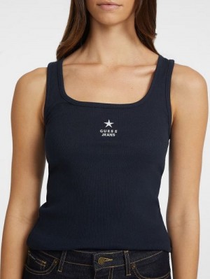 Guess Slim Embroidered Star Tank Albastri | GUESS-SN27195