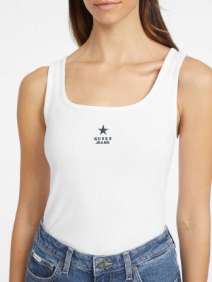 Guess Slim Embroidered Star Tank Albi | GUESS-SN27415