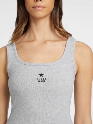 Guess Slim Embroidered Star Tank Gri | GUESS-SN27204