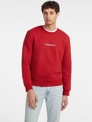 Guess Slim Logo Crewneck Sweatshirt Rosii | GUESS-SN31514