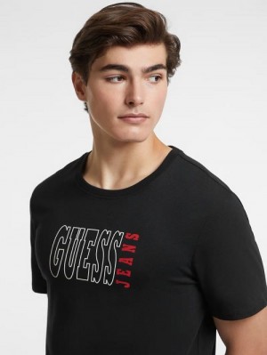 Guess Slim Outlined Logo Tee Negrii | GUESS-SN30569