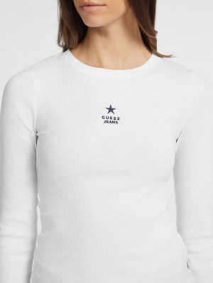 Guess Slim Rib-Knit Star Tee Albi | GUESS-SN27485