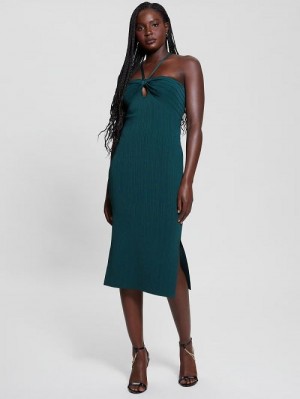Guess Sofie Keyhole Sweater Dress Verzi | GUESS-SN27034