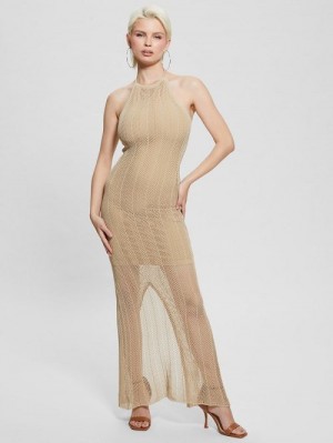Guess Sophie Sweater Maxi Dress Bej | GUESS-SN26735
