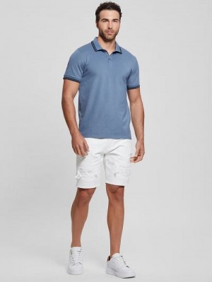 Guess Sports Pique Polo Albastri | GUESS-SN31176