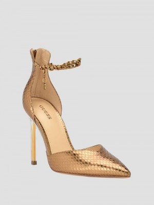 Guess Stefany G-Chain Ankle Strap Pumps Maro | GUESS-SN29833