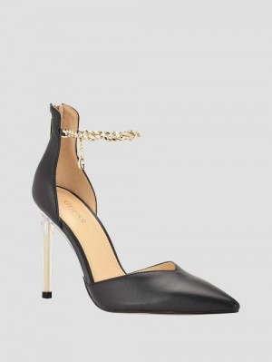 Guess Stefany G-Chain Ankle Strap Pumps Negrii | GUESS-SN29820