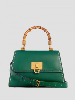 Guess Stephi Bamboo Handle Mini Satchel Verzi | GUESS-SN29197