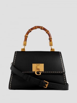 Guess Stephi Bamboo Handle Mini Satchel Negrii | GUESS-SN29229
