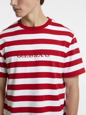 Guess Striped Logo Tee Rosii | GUESS-SN30674