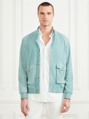 Guess Suede Leather Flight Jacket Albastri | GUESS-SN30749