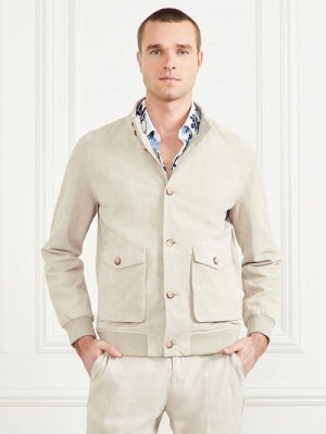 Guess Suede Leather Flight Jacket Albi | GUESS-SN30752