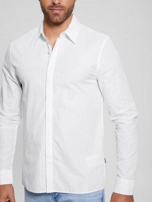 Guess Sunset Lurex Shirt Albi | GUESS-SN31154