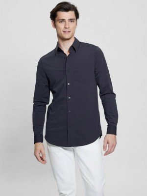 Guess Sunset Tech-Stretch Shirt Albastri | GUESS-SN31191