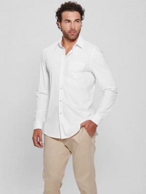 Guess Sunset Tech-Stretch Shirt Albi | GUESS-SN31273