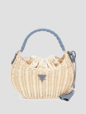Guess Sveiney Straw Mini Shoulder Bag Albastri | GUESS-SN28788