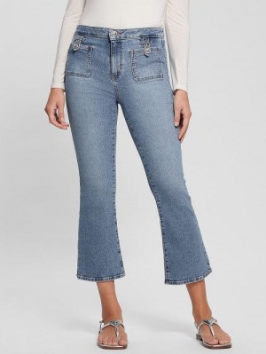 Guess Tahlia Kick Flare Jeans Albastri | GUESS-SN26494