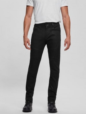 Guess Tapered Moto Jeans Negrii | GUESS-SN30441