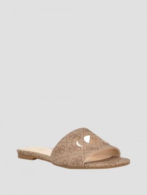Guess Tashia Logo Slide Sandals Maro | GUESS-SN29732