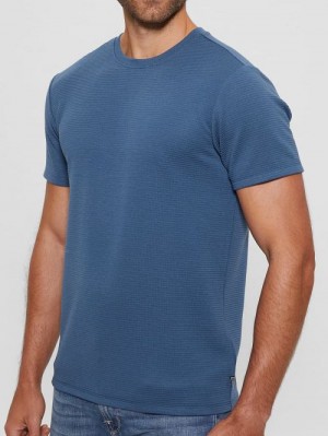 Guess Textured Stripe Tee Albastri | GUESS-SN30669