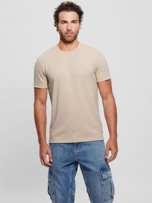Guess Textured Stripe Tee Bej | GUESS-SN30612