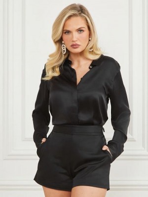 Guess The Icon Silk Blouse Negrii | GUESS-SN27528