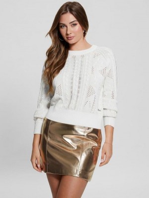 Guess Theodora Cable-Knit Sweater Albi | GUESS-SN27809