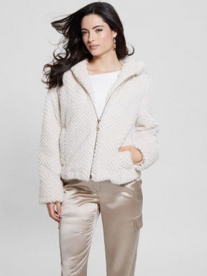 Guess Theoline Faux-Fur Hooded Jacket Albi | GUESS-SN28086
