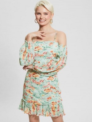 Guess Tiffany Floral Dress Albastri | GUESS-SN26721