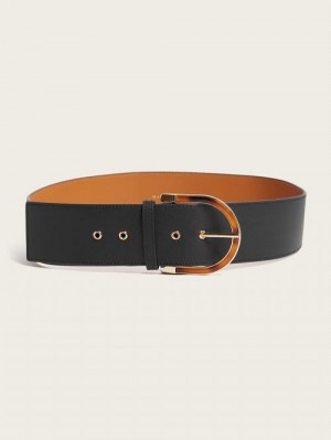 Guess Tortoiseshell Buckle Leather Belt Negrii | GUESS-SN30218